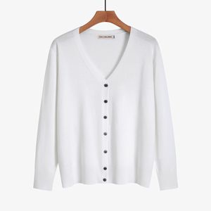Áo cardigan len dệt kim màu trơn cổ V tay dài <span class=keywords><strong>size</strong></span> lớn mùa đông 2025 dành cho nữ có khuy - Product Image 5
