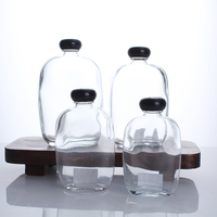 Bouteille plate en verre 200ml 250ml 500ml transparente pour café froid, jus, boissons, liqueur, thé
