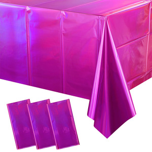 Mantel de Plástico Iridiscente al por Mayor, Cubierta de Mesa Rectangular Metálica Brillante con Efecto Láser para Decoración de Fiestas de Cumpleaños y Bodas - Product Image 5