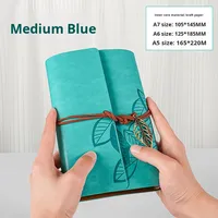 Carnet à anneaux A5 rétro coréen en similicuir avec motif feuilles d'automne