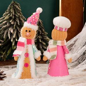 2025 New Christmas Decoration Gift 3D pink Gingerbread Man Plush Knitted Ornaments Cute <b>Doll</b> Christmas Decoration Gift - Product Image 2
