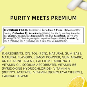 Gomme <span class=keywords><strong>Xylitol</strong></span> avec Vitamines Composées B6 C D pour Adultes Aide à Prévenir la Carie Dentaire et Renforce les Muscles Masseter Saveur Citron - Product Image 3