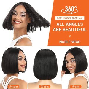 Parrucca Bob Corta Liscia LYY in <span class=keywords><strong>Capelli</strong></span> Brasiliani per Donne, Pizzo Francese Marrone <span class=keywords><strong>Chiaro</strong></span>, Parte a T, Densità 150%, Resistente al Calore, Nero Naturale - Product Image 2