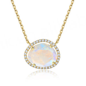 Nouveau collier en or jaune 14 carats plaqué pierre de lune naturelle, designs populaires, chaîne de collier - Product Image 1