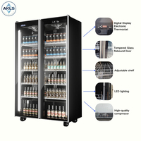 Réfrigérateur commercial vertical à porte simple, double ou triple en verre, vitrine de supermarché, refroidisseur de boissons, refroidisseur