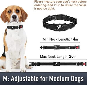 Collar Reflectante para Perros Pequeños, Medianos y Grandes, Collar Ajustable de Nailon para Perros con Funda Protectora para <span class=keywords><strong>Apple</strong></span> Airtag Tracker - Product Image 6