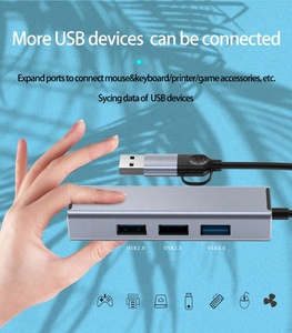 Adaptador 4 en 2 <span class=keywords><strong>USB</strong></span> C y <span class=keywords><strong>USB</strong></span> <span class=keywords><strong>a</strong></span> <span class=keywords><strong>RJ45</strong></span> LAN Ethernet con 3 HUB <span class=keywords><strong>USB</strong></span> para MacBook Pro, ChromeBook Pixel, iPad Pro y más - Product Image 4