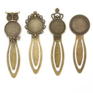 DIY Oval Mirror Titles Shape Cameo Flower Metal Bookmark Vintage Cabochon Base Cameo Setting