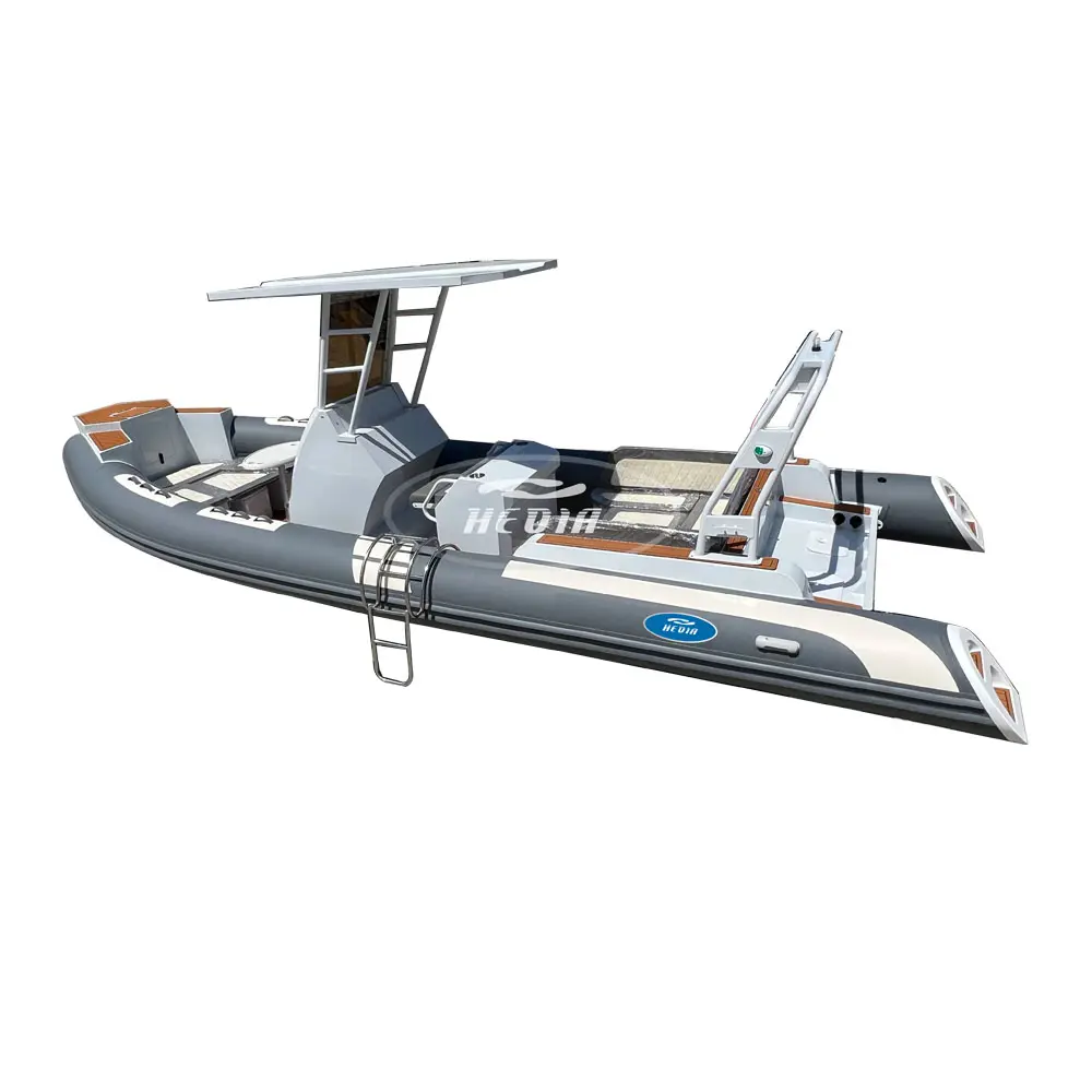 قارب هديا الفاخر القابل للنفخ 25 قدم عميق على شكل حرف V هيكل ألومنيوم RIB 760 PVC Hypalon Orca قارب للبيع