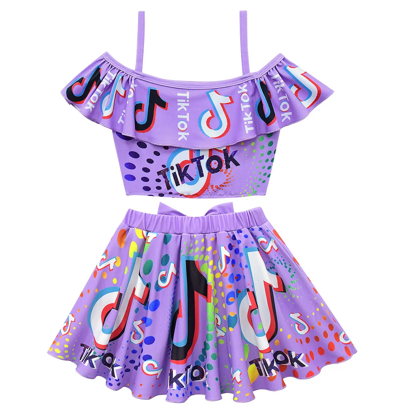2021 Hot Sale Summer TikTok Print Children's Clothes Baby Girl Skirt Set Skirt TikTok girls sets