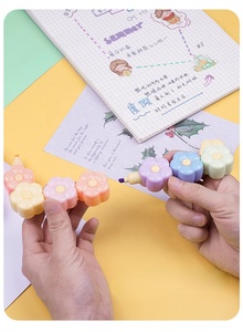 Dễ Thương Phim Hoạt Hình Hình Dạng Hoa Sáng Tạo Mini Tô Màu 6 cái/hộp Nhựa Đánh Dấu Bút Thiết Lập Xiên Tip Cho Học Sinh Trung Học - Product Image 5