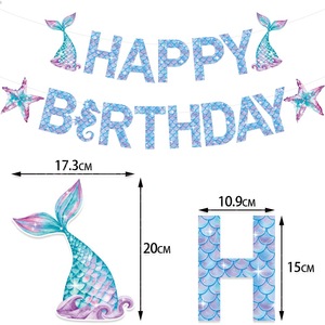 Nueva Decoración de Fiesta de Cumpleaños de Sirena, Bandera con Temática de Sirena para Decoración de Cumpleaños Infantil - Product Image 4
