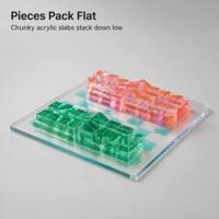 Set Catur Akrilik Berwarna Mewah dengan Bidak Arsitektur Geometris, Permainan Papan Dekoratif Modern untuk Pajangan Rumah, Kantor, dan Ruang Tamu