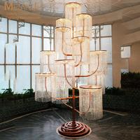 Lampe sur pied en cristal moderne de luxe, perles K9, base E27, hôtel, hall, villa, personnalisable, design LED