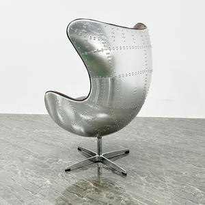 Loft Industry Classic Industrial Vintage Silla giratoria Cuero genuino Metal Aviación Huevo Silla para el hogar Bar Muebles - Product Image 3