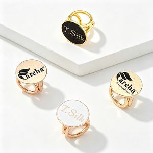 Luxury Gold Plated Rhinestone Scarf Buckle Set Fashion Jewelry Circular Irregular Design Nickel-Free Metal - Product Image 3