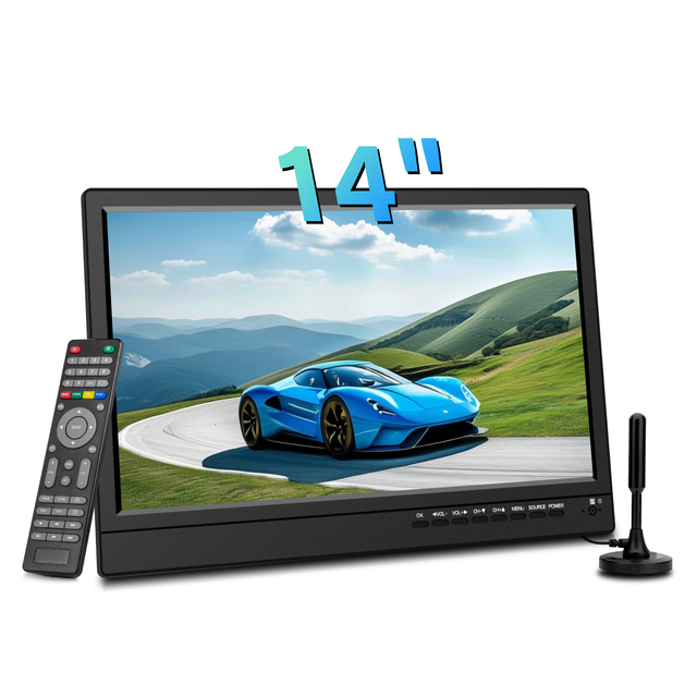 Feihe Portable 14-Inch Full HD LED TV with ATSC/DVB-T2/ISDB-T Digital TV 1366x768 Resolution