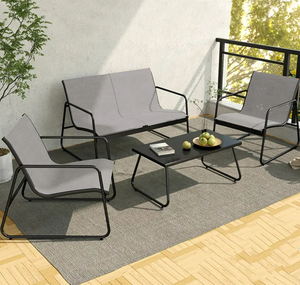 Venta caliente de fabrica patio SOFA set Conjunto de jardin Tubo de hierro gris redondo plano de 4 plazas textil de muebles - Product Image 1