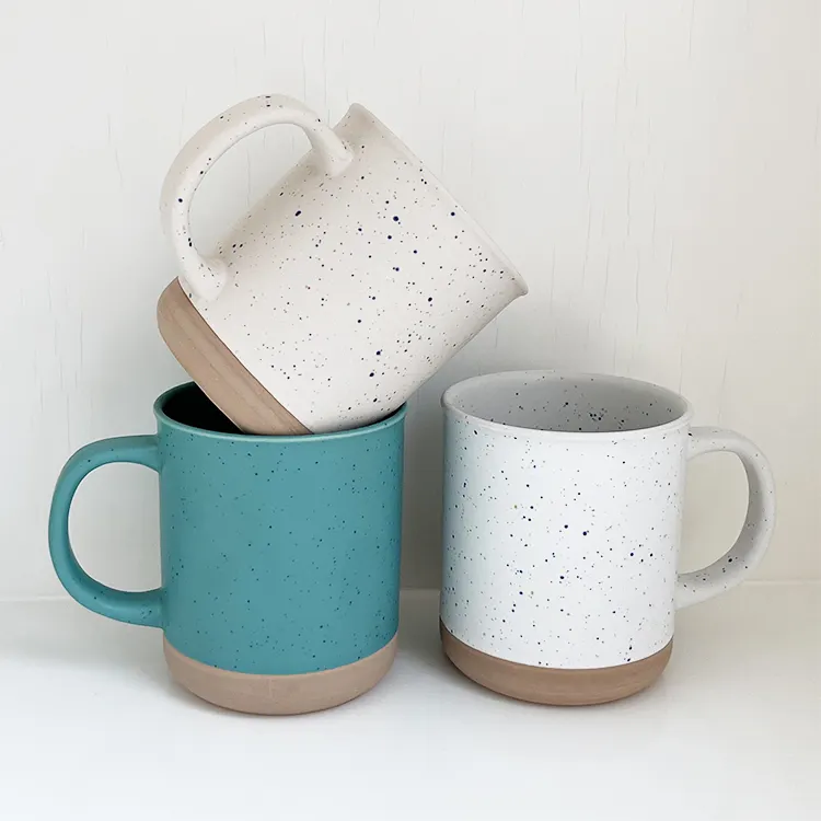 Desain kreatif baru Speckled Personalized Mug Raindrop Glaze Cappuccino Mug dengan basis tanpa kaca ramah lingkungan porselen kopi Drin