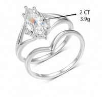 Bague de fiançailles minimaliste en argent sterling 925 avec diamant moissanite taille marquise VVS couleur D GRA 2 carats