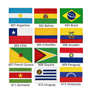 Drapeaux de Pays Sud-Américains Brodés En Stock Prêts à Expédier, Patches Thermocollants Sud-Américains pour Sac à Dos et Uniforme - Product Image 2