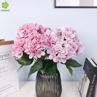 Bunga Hydrangea Buatan 3D PVC/Kawat 5 Kepala 8 Daun 150 Bunga Pewarnaan Berkualitas Tinggi Dekorasi Rumah Hotel Pernikahan