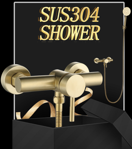 Juego de Grifo <span class=keywords><strong>para</strong></span> Bañera de Oro Cepillado 304 con <span class=keywords><strong>Ducha</strong></span> de Mano y Deslizador de Altura Ajustable - Product Image 2