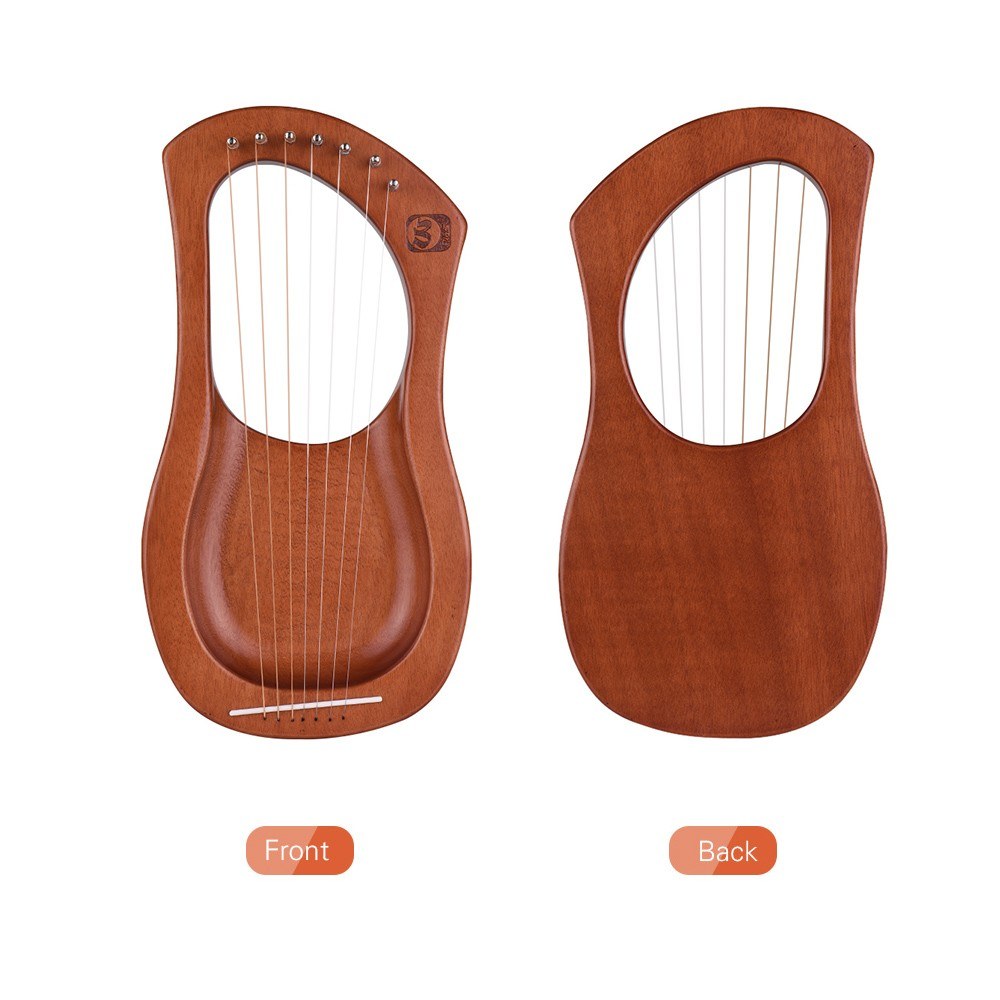 Walter.t 7-String Wooden Lyre Harp - Mahogany & Metal Strings