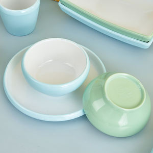 Juego de platos de melamina cuadrados minimalistas nórdicos, vajilla de plato ligero de estilo moderno de Color sólido para restaurante, comedor y juego de cuencos - Product Image 3