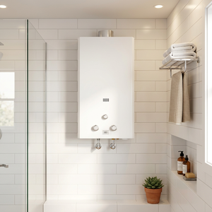 Calentador de Agua Instantáneo a Gas de Acero Inoxidable de Diseño Moderno, 12L, Tipo de Extracción por Chimenea, con Rendimiento de Calefacción Estable para Uso Residencial - Product Image 1