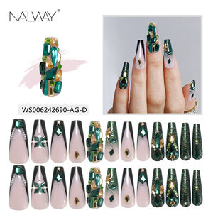 Nailway Dureza Cubierta completa Moda Diamantes de imitación <span class=keywords><strong>Rosa</strong></span> Francés <span class=keywords><strong>Uñas</strong></span> artificiales Pegar en las <span class=keywords><strong>uñas</strong></span> <span class=keywords><strong>con</strong></span> brillo - Product Image 6