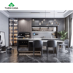 Gabinetes de cocina modulares lacados de estilo italiano de vidrio acrílico ecológico de alto brillo con cesta de cajón - Product Image 4