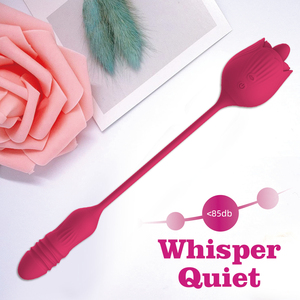 Vibrador de Lengua con Forma de Rosa, Vibrador con Movimiento de Empuje y Vibración, Juguetes Sexuales, Vibrador de Rosa para el Punto <span class=keywords><strong>G</strong></span> para Mujeres - Product Image 3