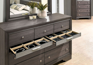 Mueble de Madera Moderno para Sala de Estar, Zapatero con Cajón Oculto para Joyas, Detalles Plateados con Diseño de Cola de Golondrina, Perillas Redondas, Color Gris - Product Image 2