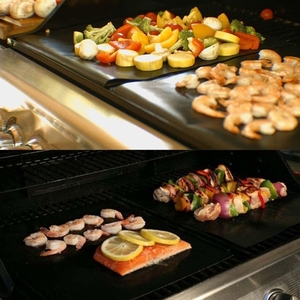 LifeTop Tapis de barbecue facile à nettoyer Feuilles de barbecue 100% Tapis réutilisables antiadhésifs <span class=keywords><strong>pour</strong></span> grils à gaz, à charbon ou électriques - Product Image 6