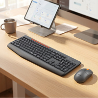 Combo Clavier et Souris Sans Fil USB Silencieux 2.4G BTC4133 avec 108 Touches pour Ordinateurs et Ordinateurs Portables