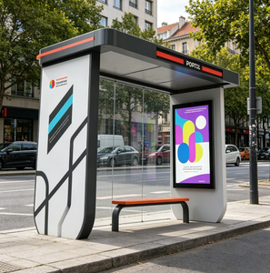 Parada de Autobús Inteligente Moderna de Aluminio OEM con Pantalla LED Publicitaria, Carga USB para Pasajeros, Opción Solar y Diseño Personalizado - Product Image 3