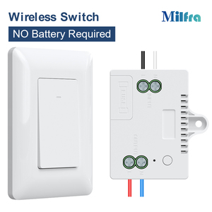 RF433Mhz Interruptor de pared de luz inalámbrico autoalimentado y <span class=keywords><strong>Kit</strong></span> de receptor No se necesita WiFi Interruptor de iluminación de control remoto para interiores y exteriores - Product Image 4