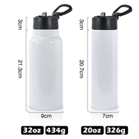 Vaso térmico deportivo recto y delgado de doble pared para sublimación, de 20oz y 32oz, con tapas con asa