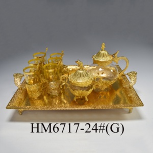 Vaisselle de fête du Ramadan ensemble de tasses à thé en forme de fleur avec porte-gobelet en cristal sucrier ensemble de <span class=keywords><strong>kawa</strong></span> - Product Image 6