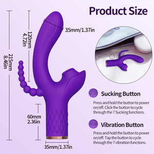 Vibrateur anal 3 en 1, 7 modes de vibration et de succion, vibrateur G-spot, silicone imperméable, jouet sexuel pour femmes, masseur - Product Image 6