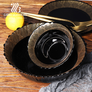 Juego de vajilla de ópalo negro de estilo indio, vajilla de lujo para el hogar, platos y cuencos de vidrio con decoración dorada, juego de cena de ópalo, 33 Uds. - Product Image 4