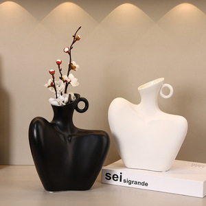 Vase en céramique irrégulier Mystic Arts, décoration minimaliste moderne pour la maison, conteneur à fleurs abstrait 7401Q - Product Image 4