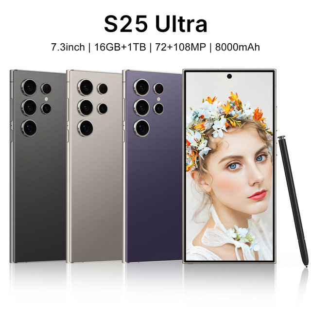 S25Ultra 5G Phone Android15 7.3 Inch FHD Gaming Display 16GB RAM 1TB ROM Octa Core Processor Unlocked Global Version Dual SIM 5G