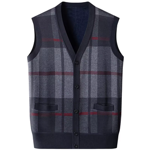 Nouveau Gilet <span class=keywords><strong>Pull</strong></span> sans Manches Tricoté Épais et Chaud pour <span class=keywords><strong>Homme</strong></span>, Col en V, avec Logo Frontal, Collection Automne - Product Image 2