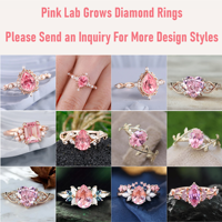 2 Karat Marquise-Schliff Rosa Labor-Diamant Halo-Verlobungsring Vintage Blumencluster 10K 14K 18K Gold Feiner Schmuck für Damen