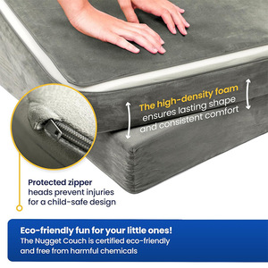 Modular <b>Sofa</b> For <b>Kids</b> Soft Foam Building Blocks Interlocking Furniture Playset Child Seat With Handrails Gray Color Options - Product Image 2
