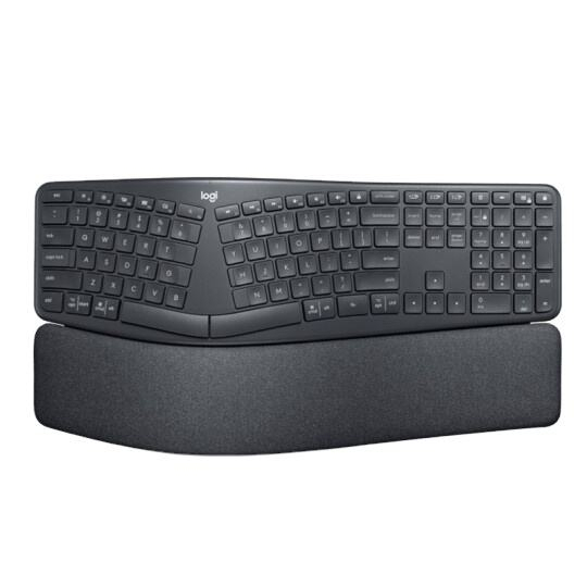 Logitech K860 Ergonomic Split Keyboard 108 Keys Full Size Wireless 2.4GHz BT Low Energy with Pillowed Wrist Rest for Office