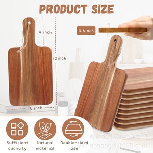Acacia <b>Wood</b> Cutting Board Set Rectangle Solid <b>Wood</b> Kitchen Chopping <b>Block</b> With Lanyard Design - Product Image 3