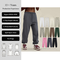 Pantalon de jogging épais 440 GSM en molleton doux avec revers, poches latérales, couleur unie, style décontracté pour homme, modèle basique